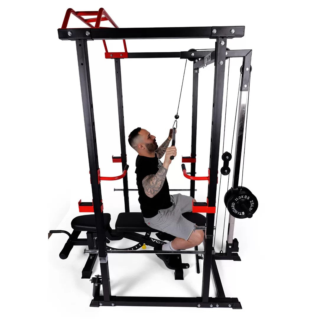 Olympic Squat Cage 1000 lb Weight Capacity Included with LAT Pulldown System RBVX10