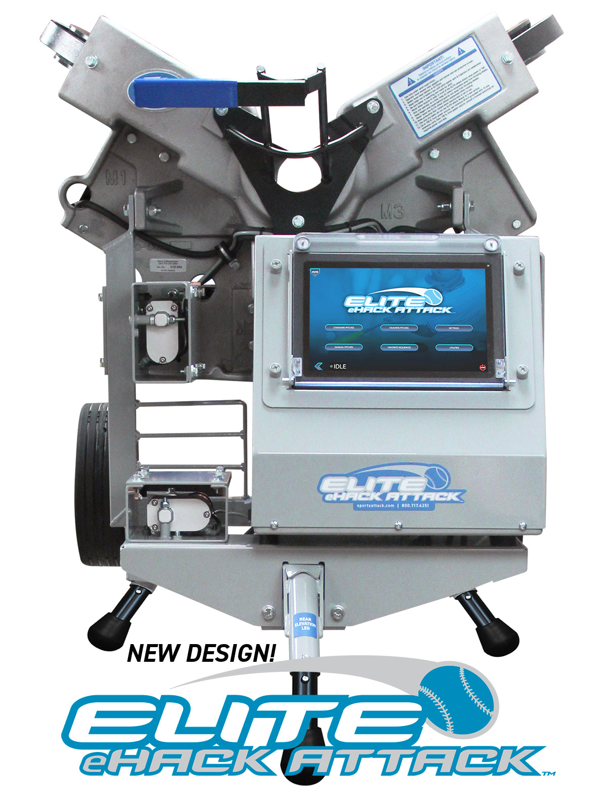 Elite eHack Attack 3-Wheel Softball Pitching Machine – Programmable with Touchscreen Interface