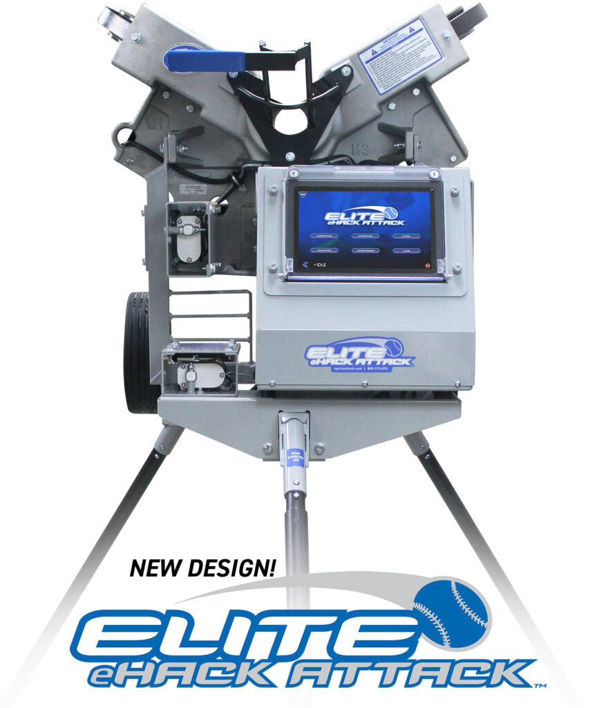 Elite eHack Attack 3-Wheel Baseball Pitching Machine with Touchscreen Interface