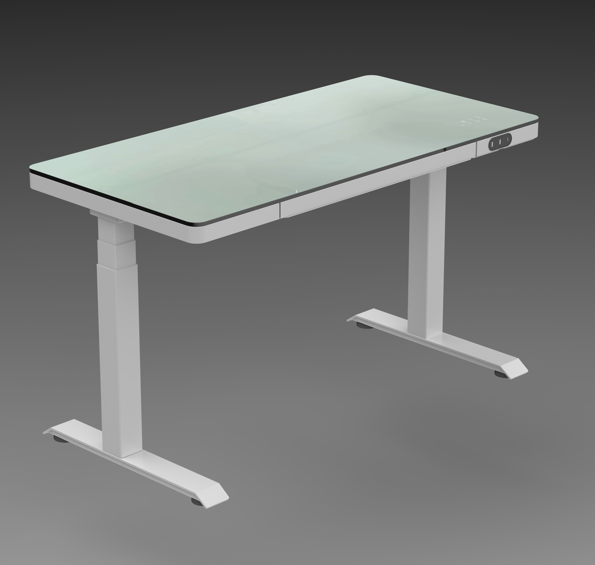 SDG Glass Standing Desk with Writable Surface, Adjustable Height, and Built-In Charging