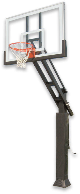 Ironclad TPT664-XL Adjustable Basketball Hoop – 60" Glass Backboard, Breakaway Rim, 6" Pole, Lifetime Warranty