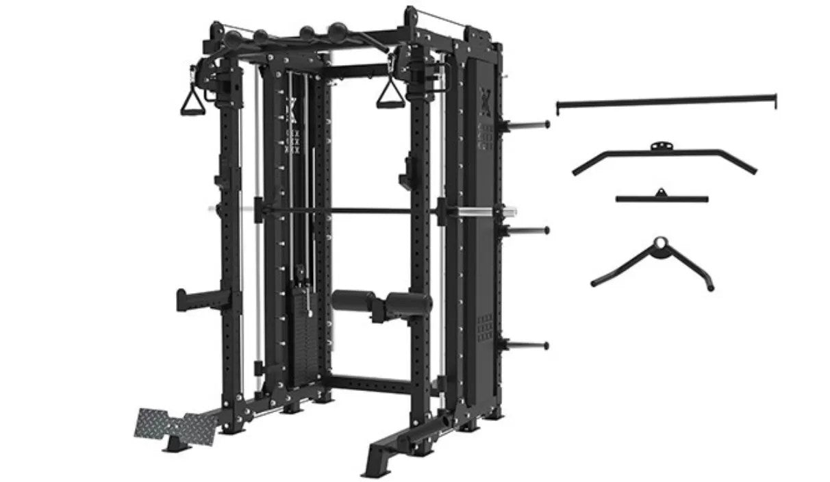 VX2000 Commercial Smith Machine with Functional Trainer, 7ft Olympic Bar & Dual 220 lb Weight Stacks